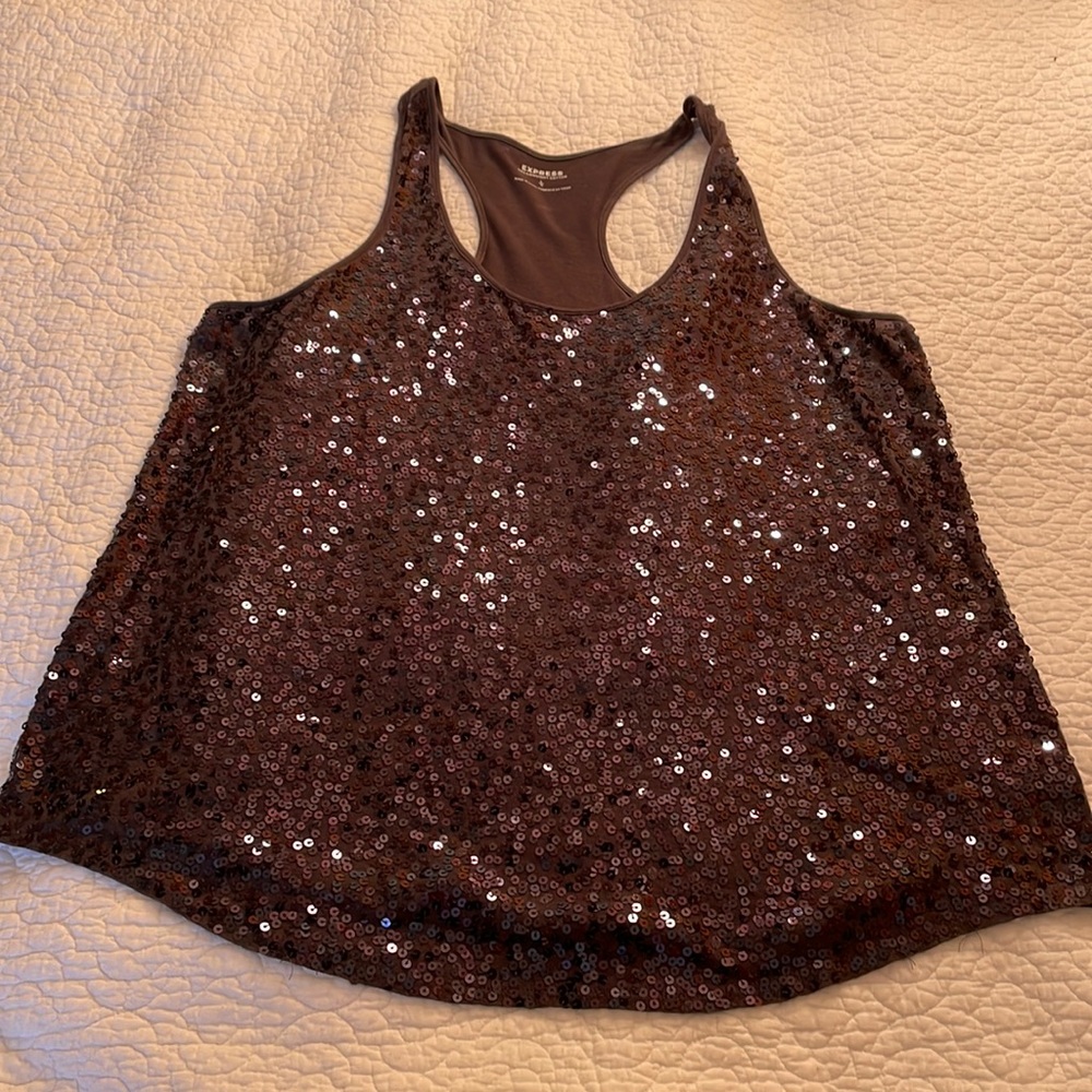 Express grey sparkle tank top. Large